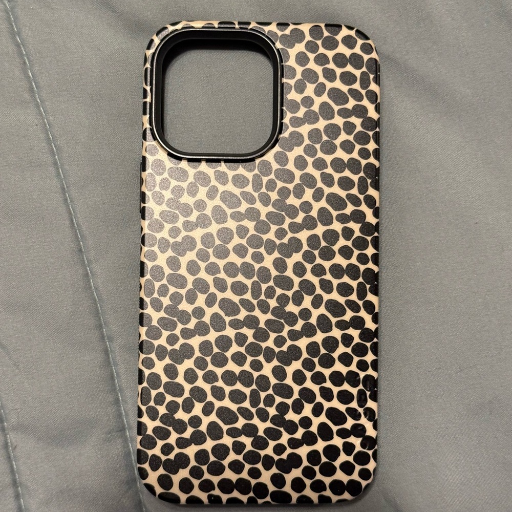 Leopard Spot Protective Phone Case in Beige and Black